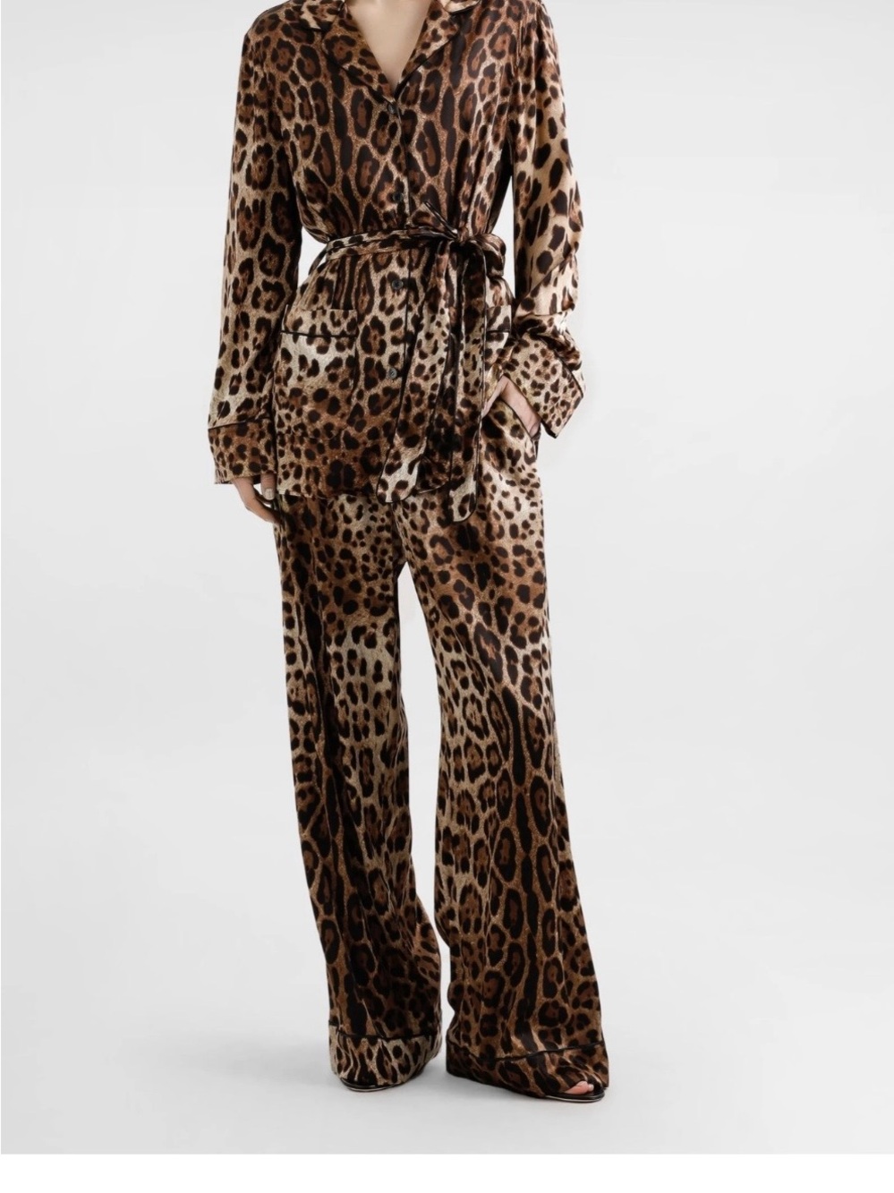 Dolce & Gabbana Leopard Print wide Leg Pants - Brown & Black - Picture 6 of 7